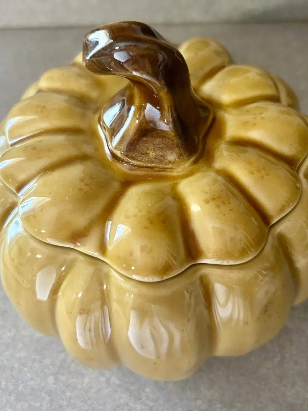 jcpenney ChrisMadden Home Collection Yellow Glazed Ceramic pumpkin candy jar